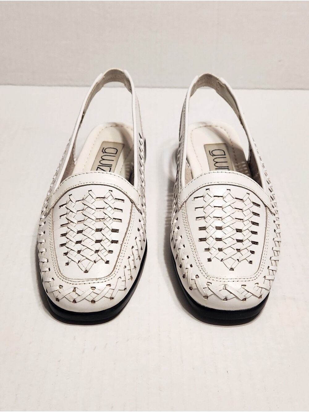 G. Wiz Jenny White Leather Woven Slingback Low Heel Sandals Size 6 Medium - Picture 5 of 11